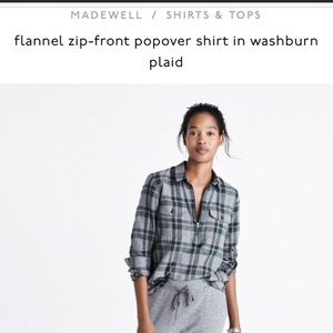 Madewell Flannel ZIP Front Pullover -